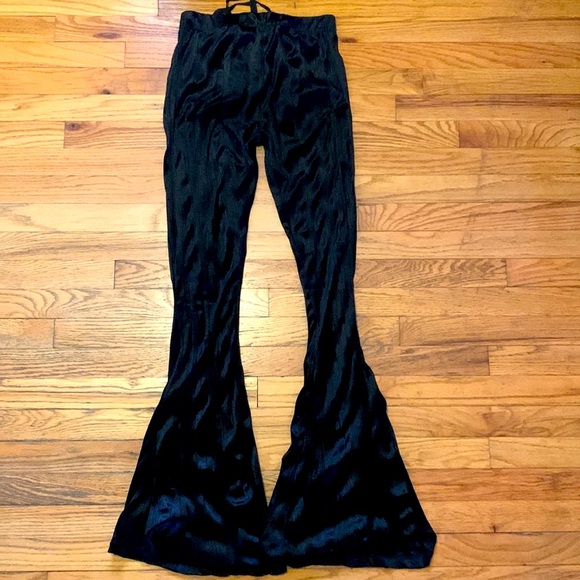 Lip Service Blacklist high rise black velvet flares with tie up front - Picture 5 of 5
